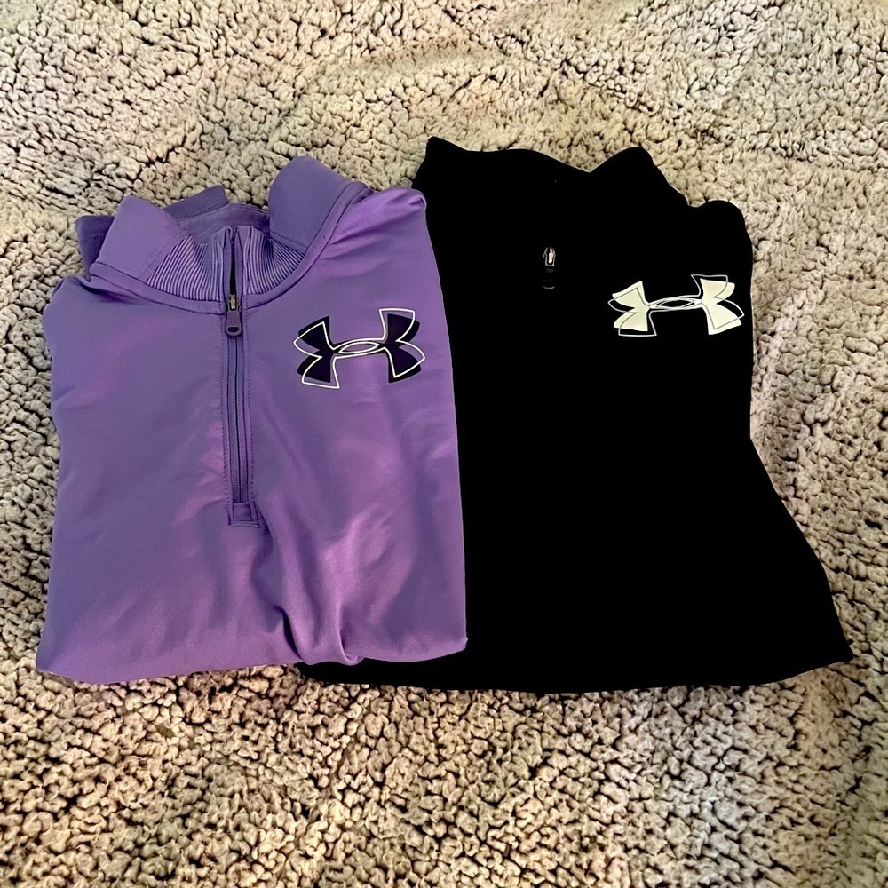 Under Armour Purple and Black Quarter-Zip Pullovers Youth medium